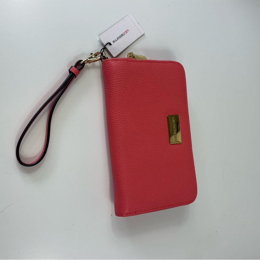 Liz Claiborne‎ Coral Leather Wristlet, NWT